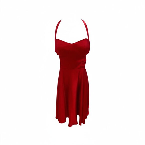 Betsey Johnson Red 100% Silk Halter Dress Size 10 - Picture 1 of 9
